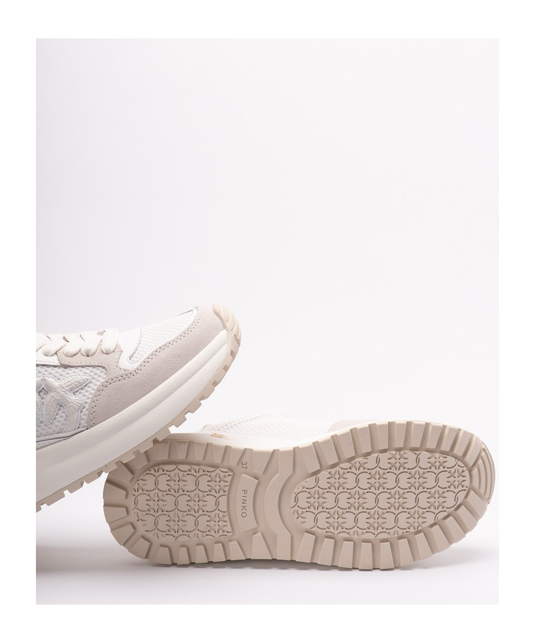 Shop Pinko Gem Lace-up Sneakers In Nude