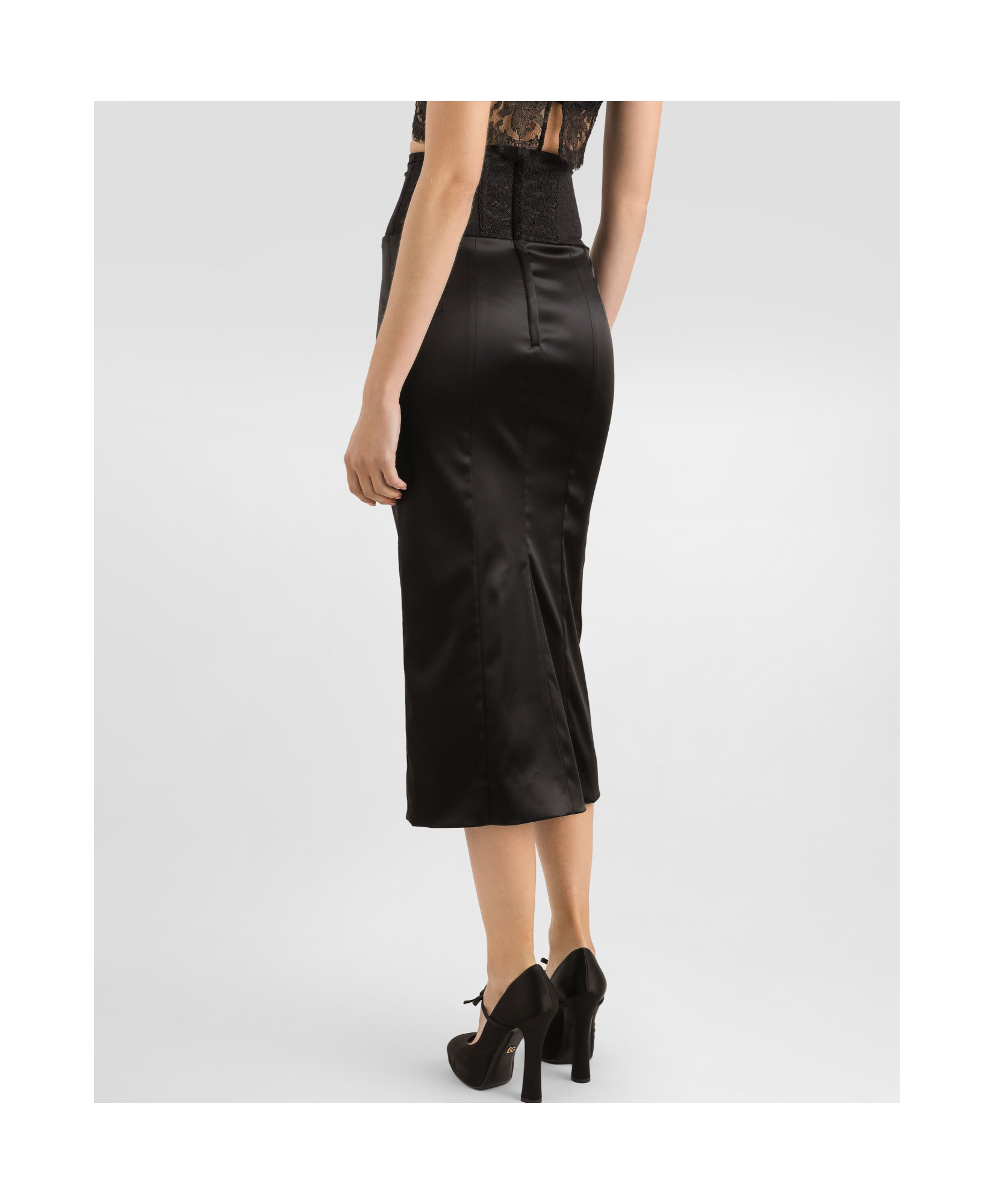 Dolce & Gabbana Lace-appliqué Midi Skirt In Black