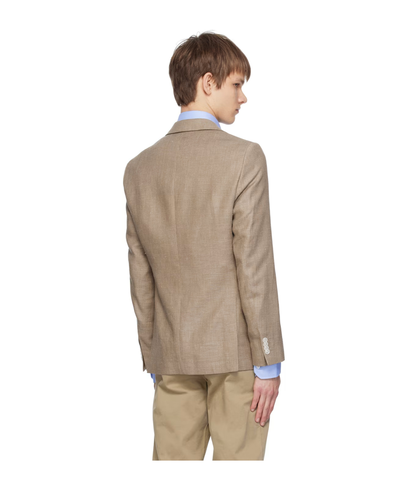 Hugo Boss Slim-fit Long-sleeved Blazer In Brown