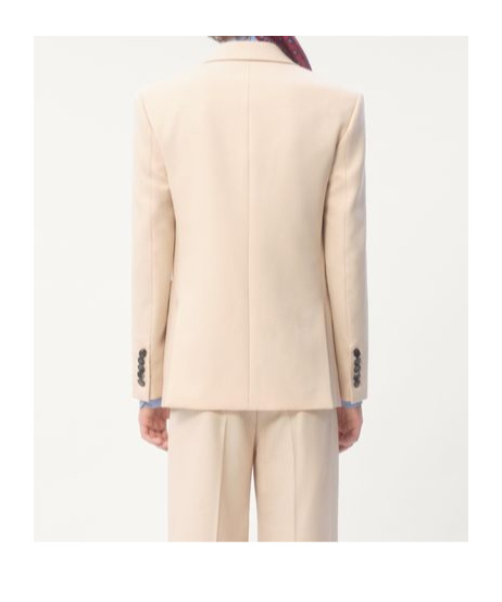 Valentino Single-breasted Wool Gabardine Jacket In Nude