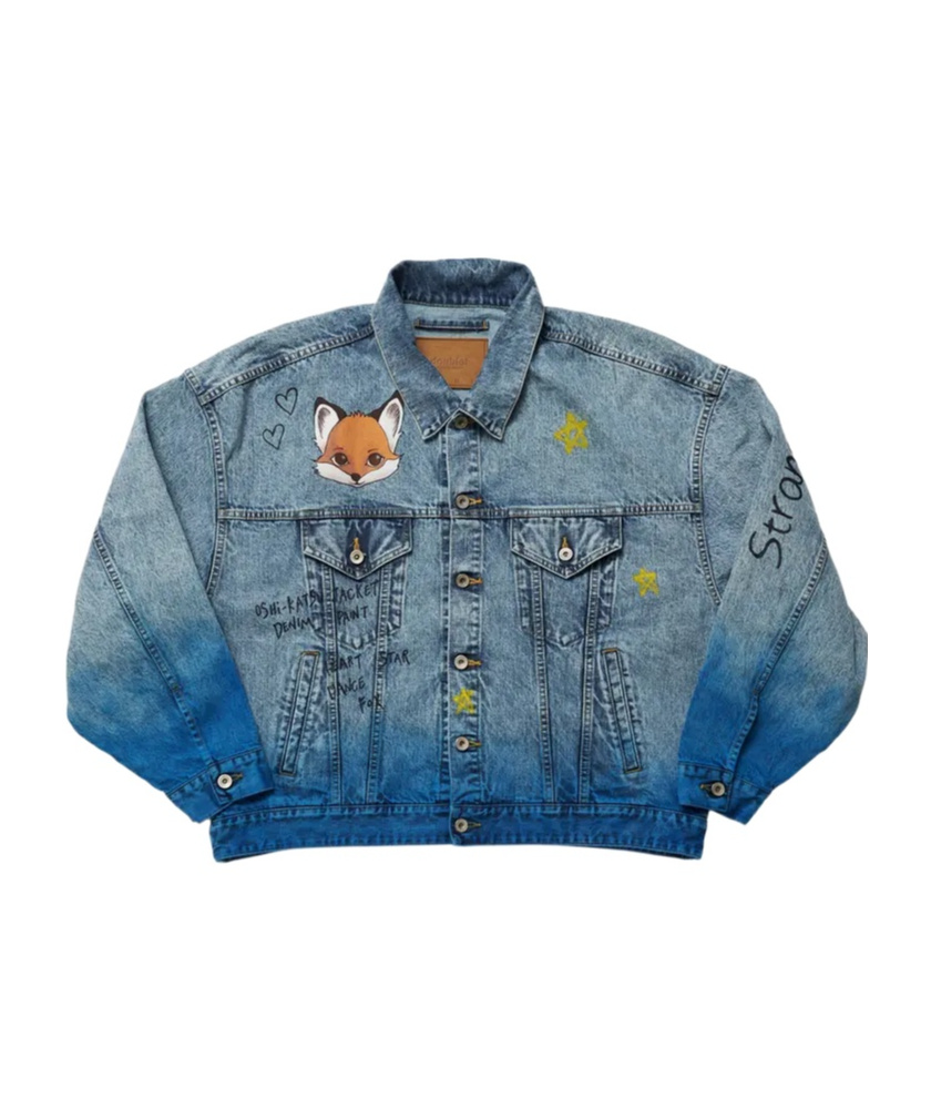 Doublet Anime Hand-printing Denim Jacket In Blue