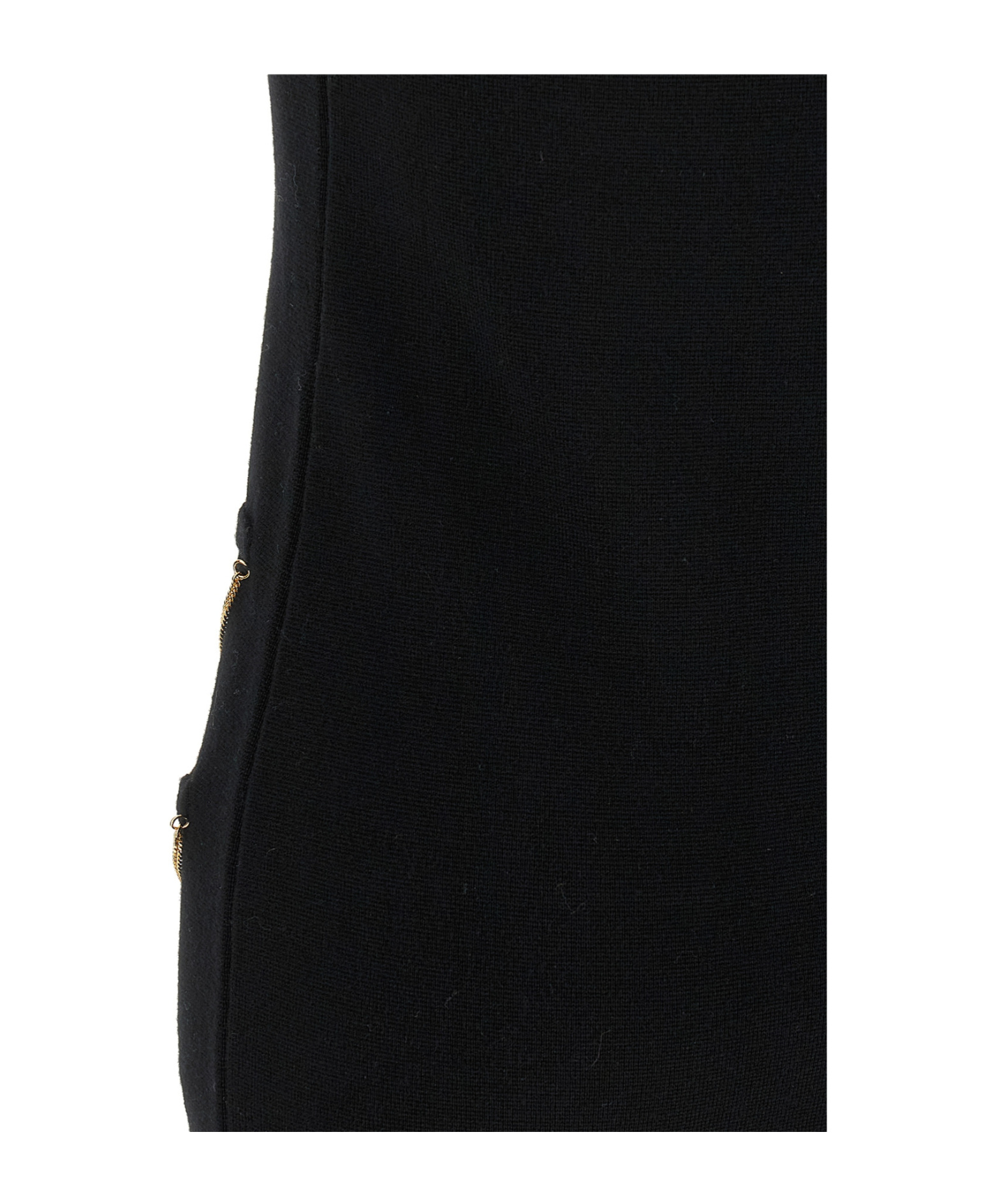 Moschino Zipper Pocket Scalloped Sleeveless Dress In Black