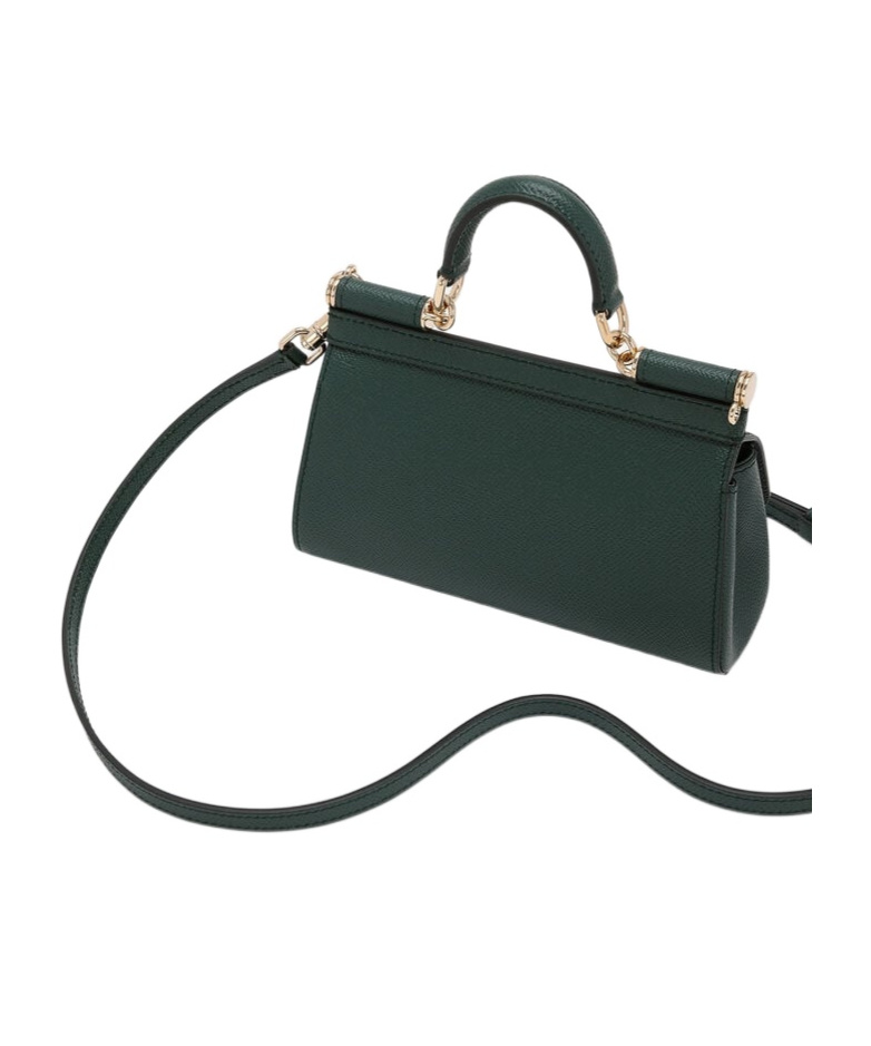 Dolce & Gabbana Small Sicily Dauphine Leather Top Handle Bag In Green