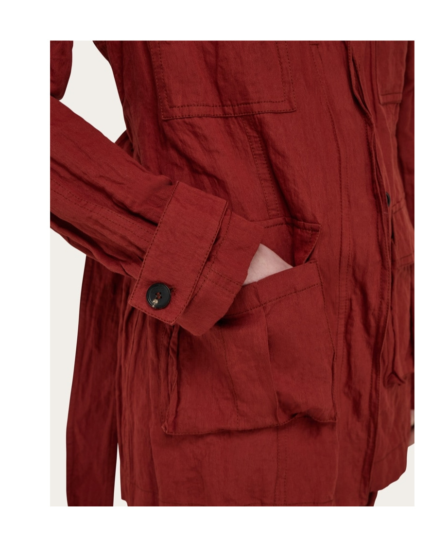 Ferragamo Sahara Jacket With Martingale Belt In Red