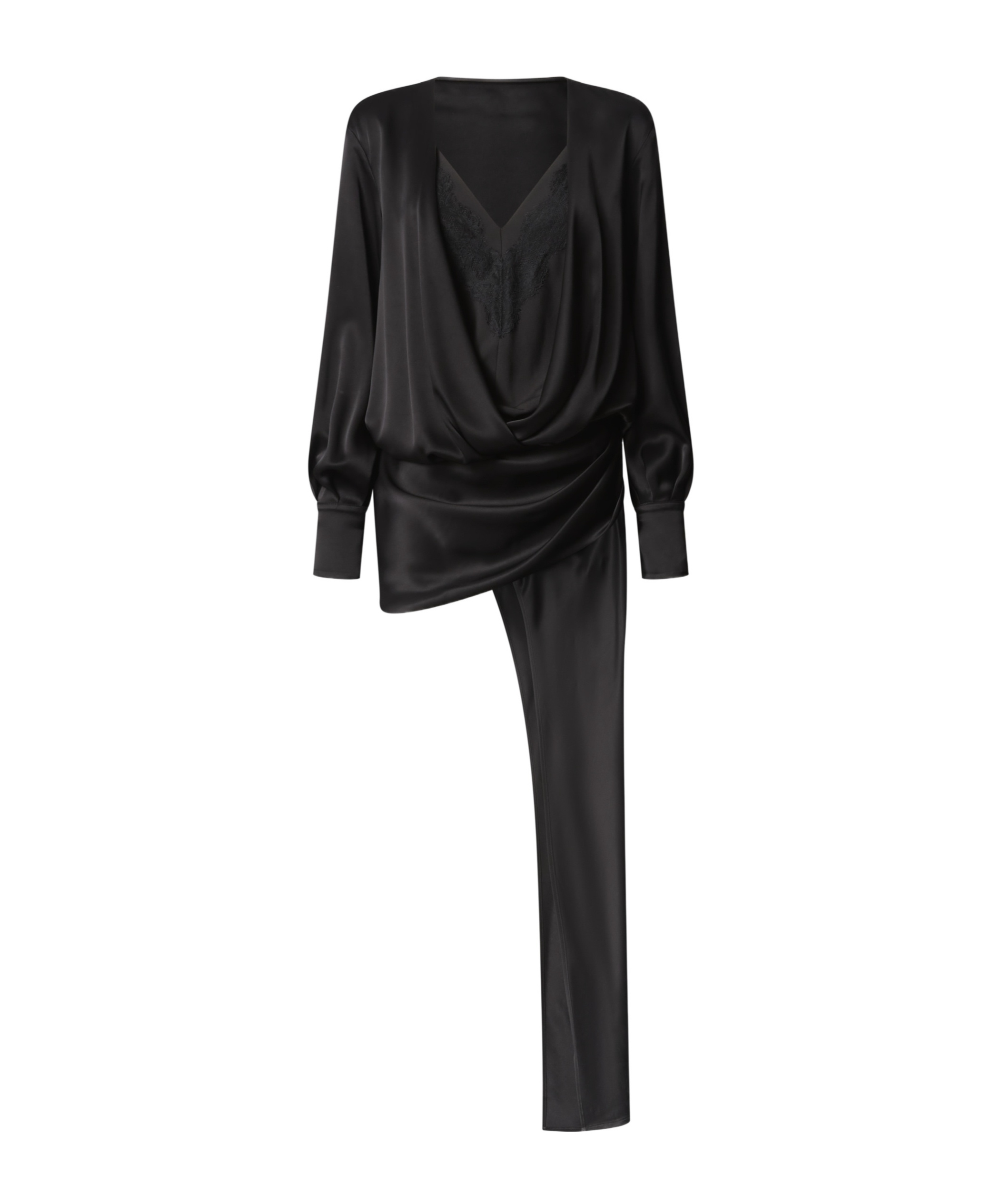 Pinko Asymmetric Draped Mini Dress In Black
