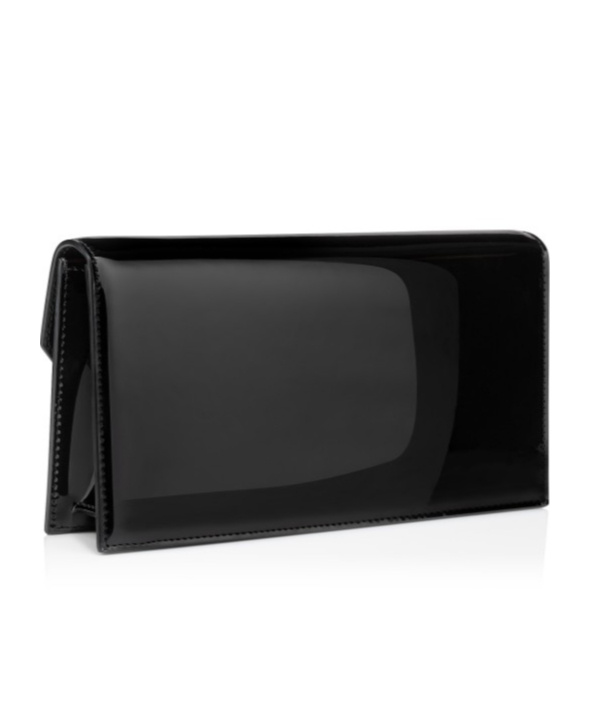 Christian Louboutin Loubi54 Flap Patent Leather Clutch Bag In Black