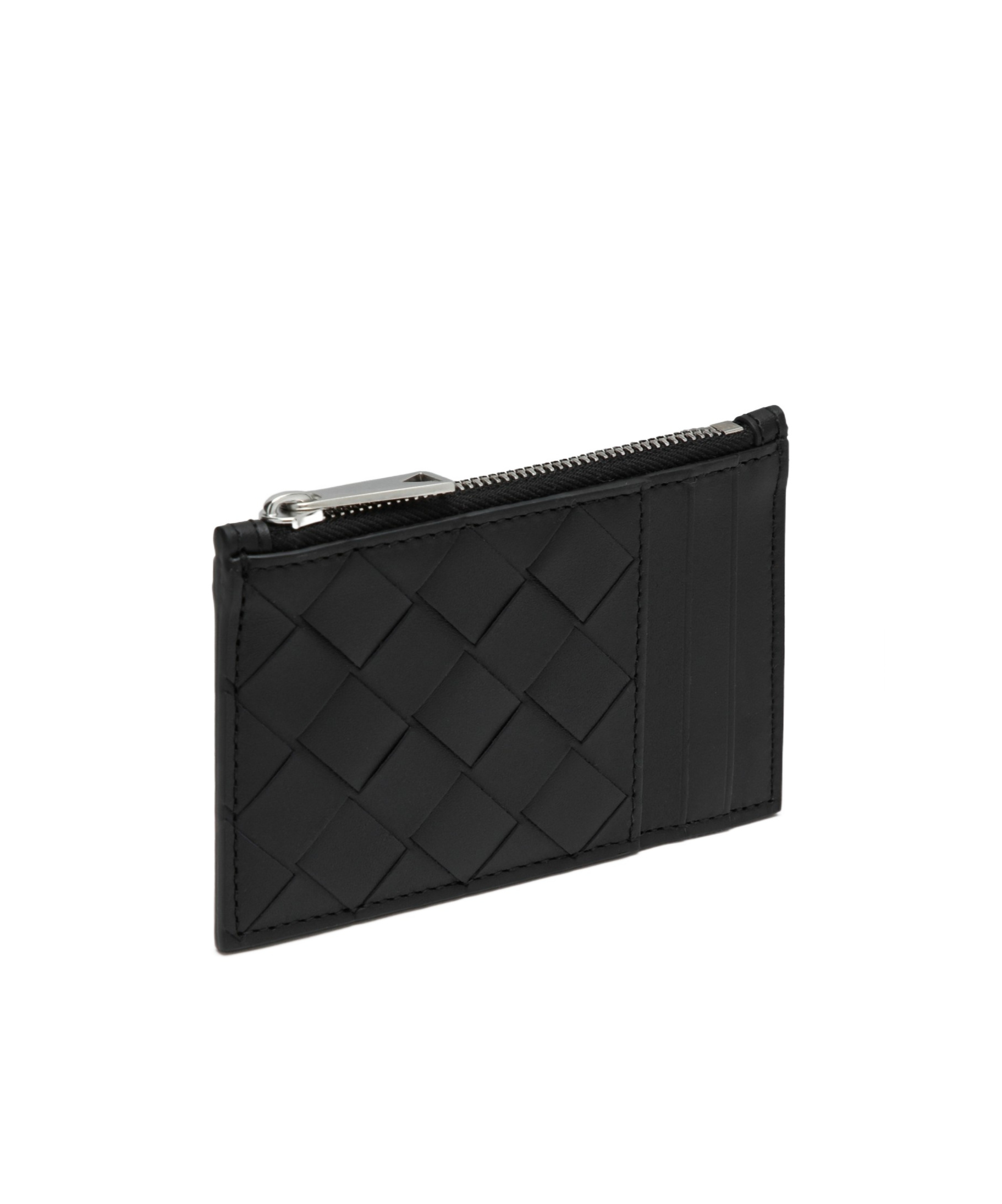 Bottega Veneta Intracciato Pattern Card Holder In Black