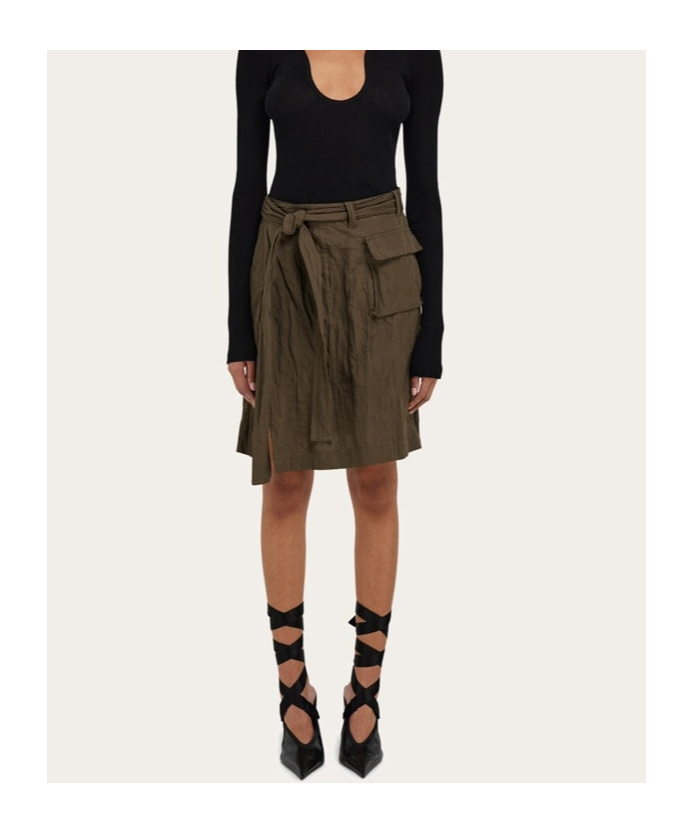 Shop Ferragamo Wrap Skirt In Cement