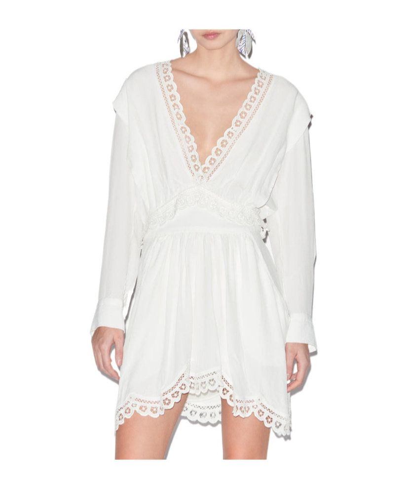 Isabel Marant Étoile Long-sleeve V-neck Dress In White