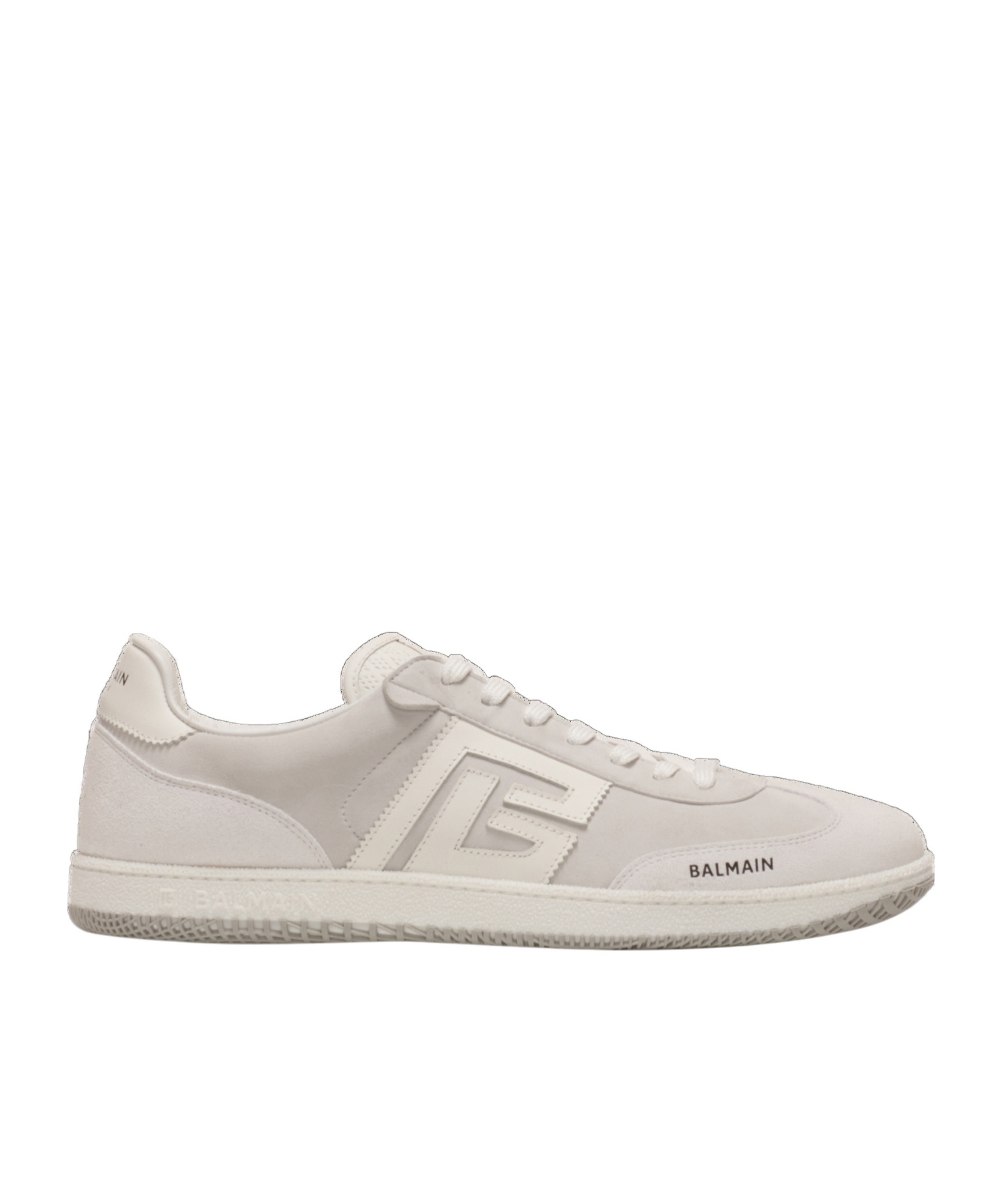 Balmain Swan Suede And Smooth Leather Trainers In White