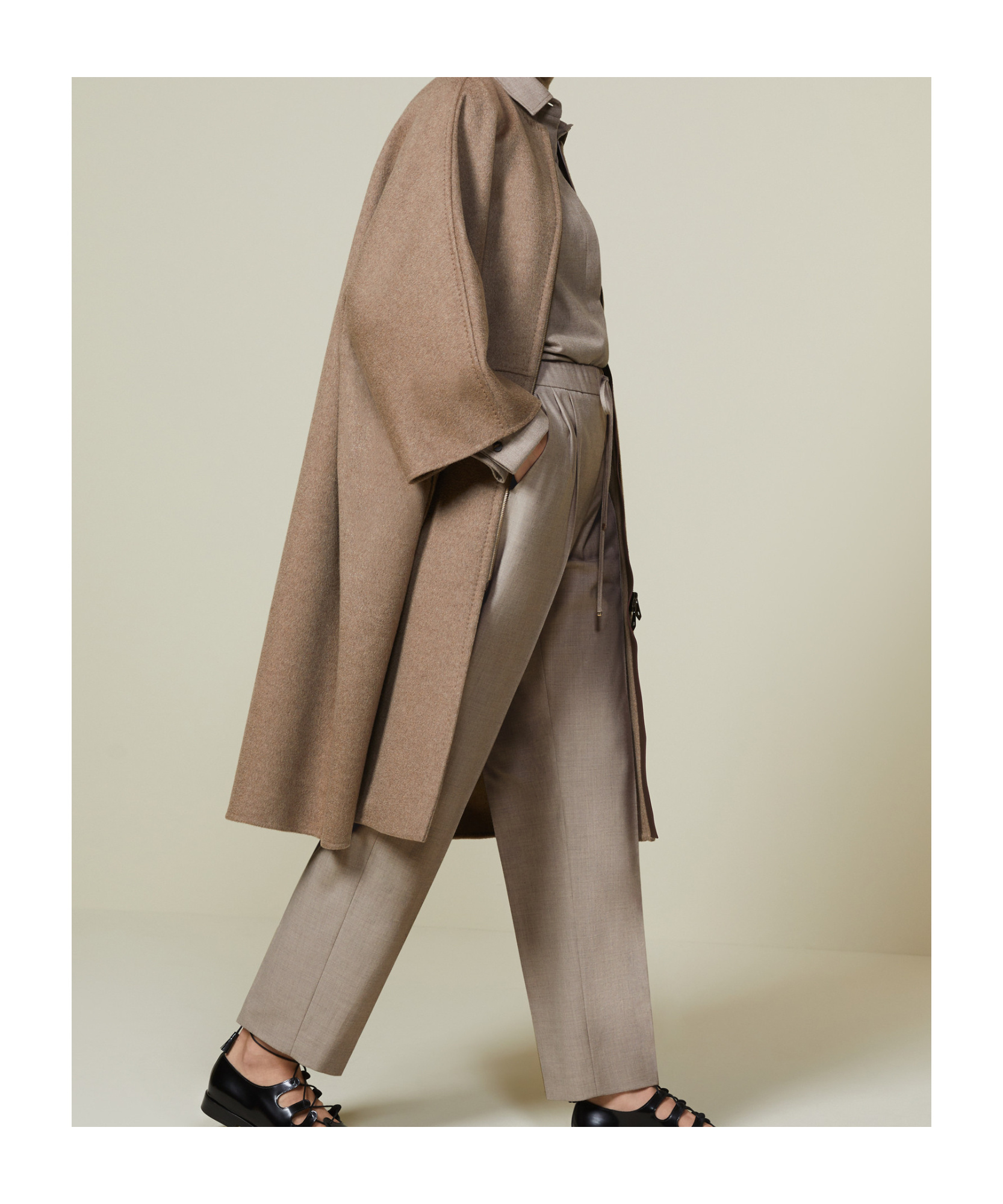Max Mara Double Cashmere T-coat In Brown