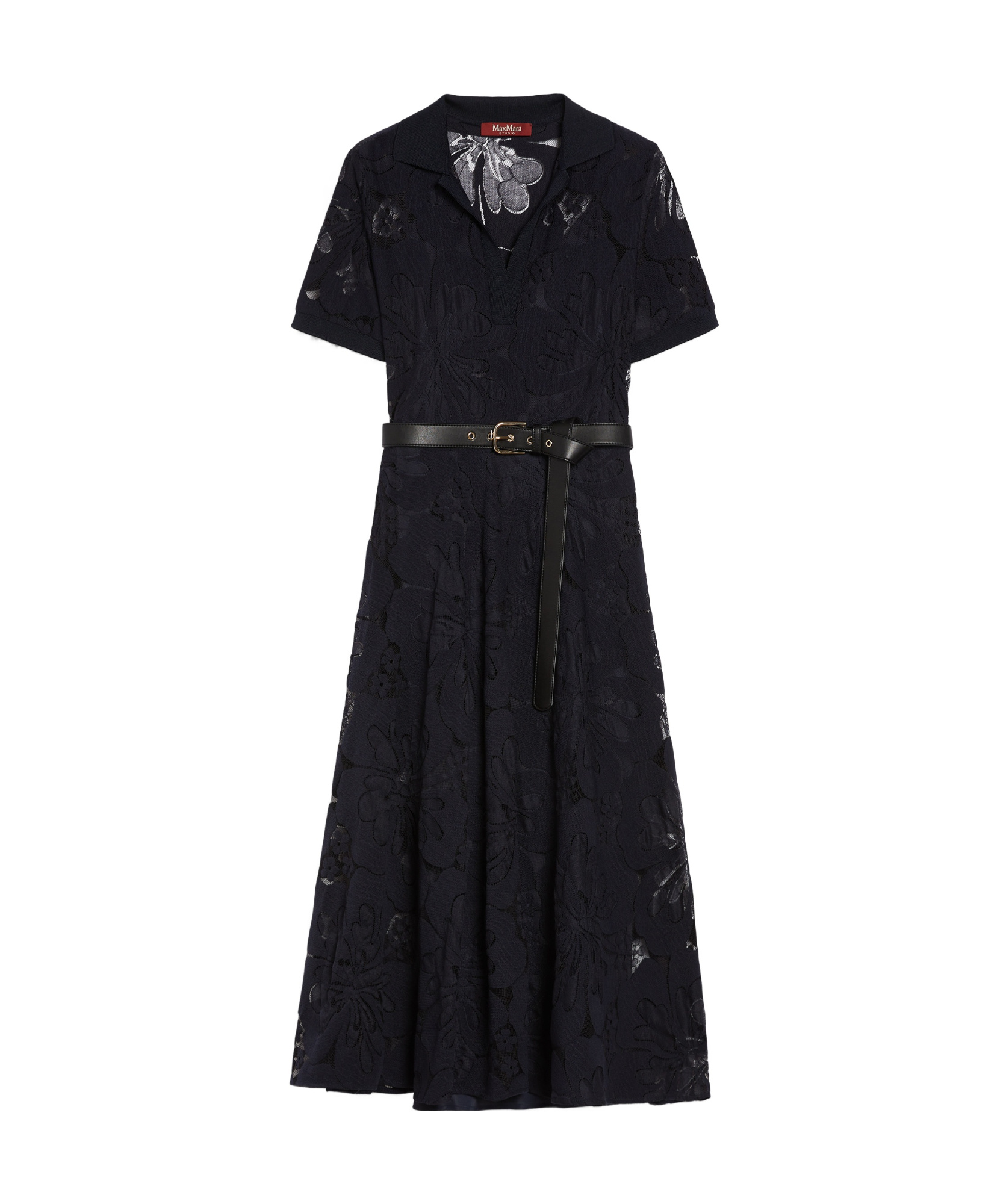 Max Mara Lace Polo Dress In Black