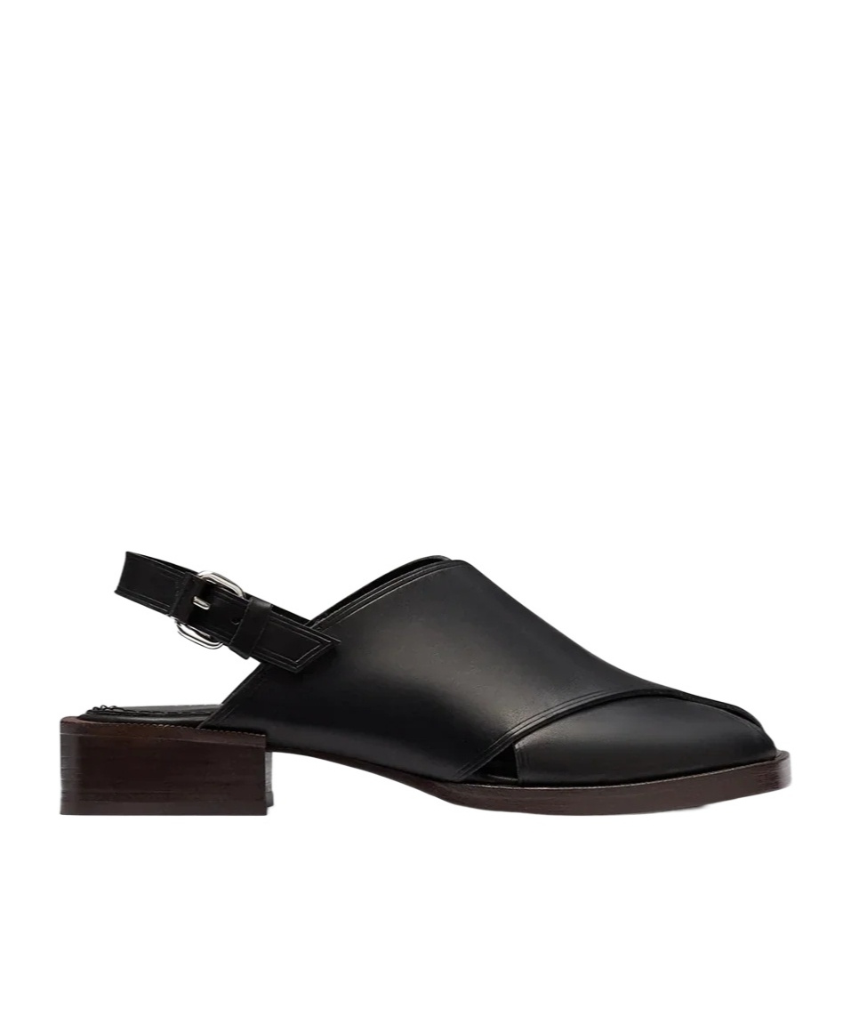 Lemaire Square Toe Block Heel Sandals With Crossover Strap