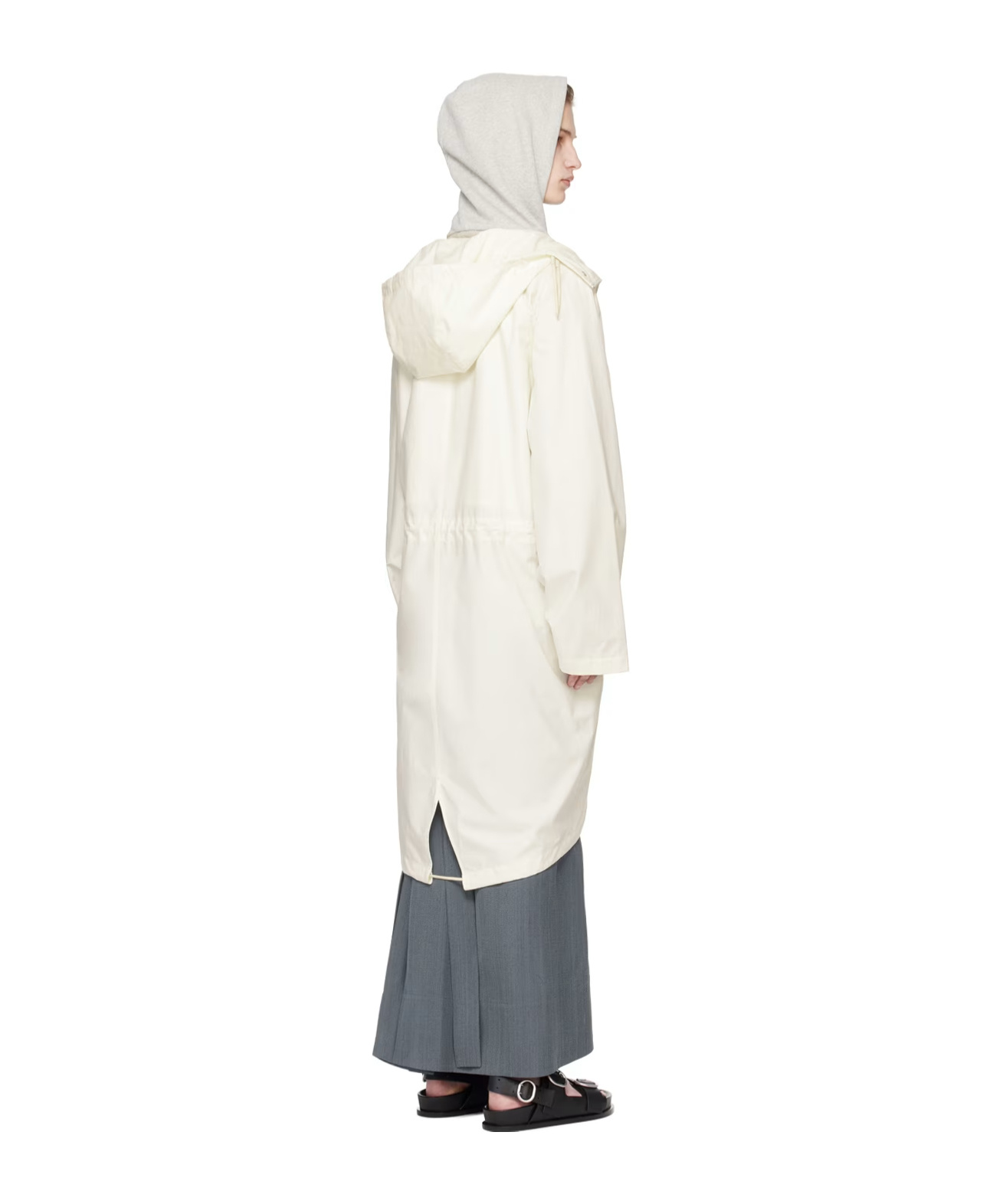 Jil Sander Off-white Drawstring Parka In White