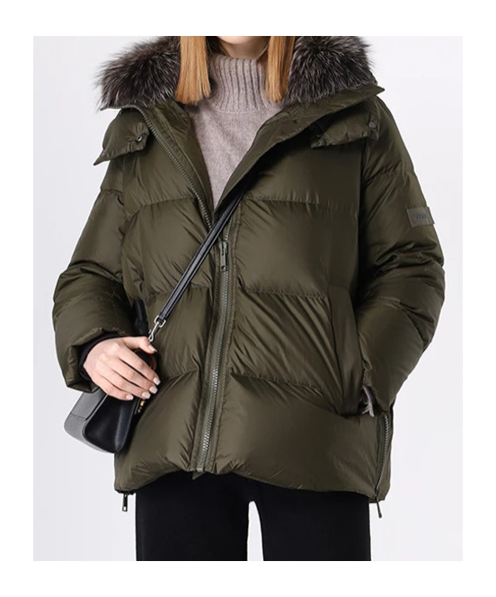 Shop Yves Salomon Long-sleeved Down Jacket In Green