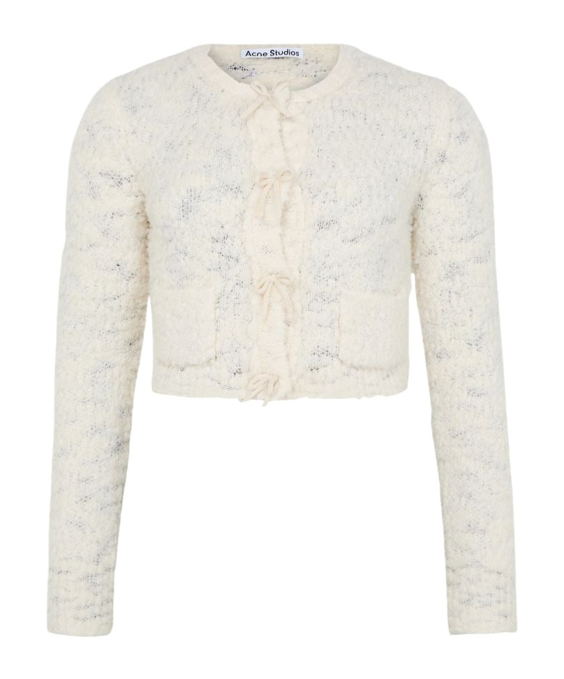 Acne Studios Cropped-cardigan Aus Einem Wollgemisch In White