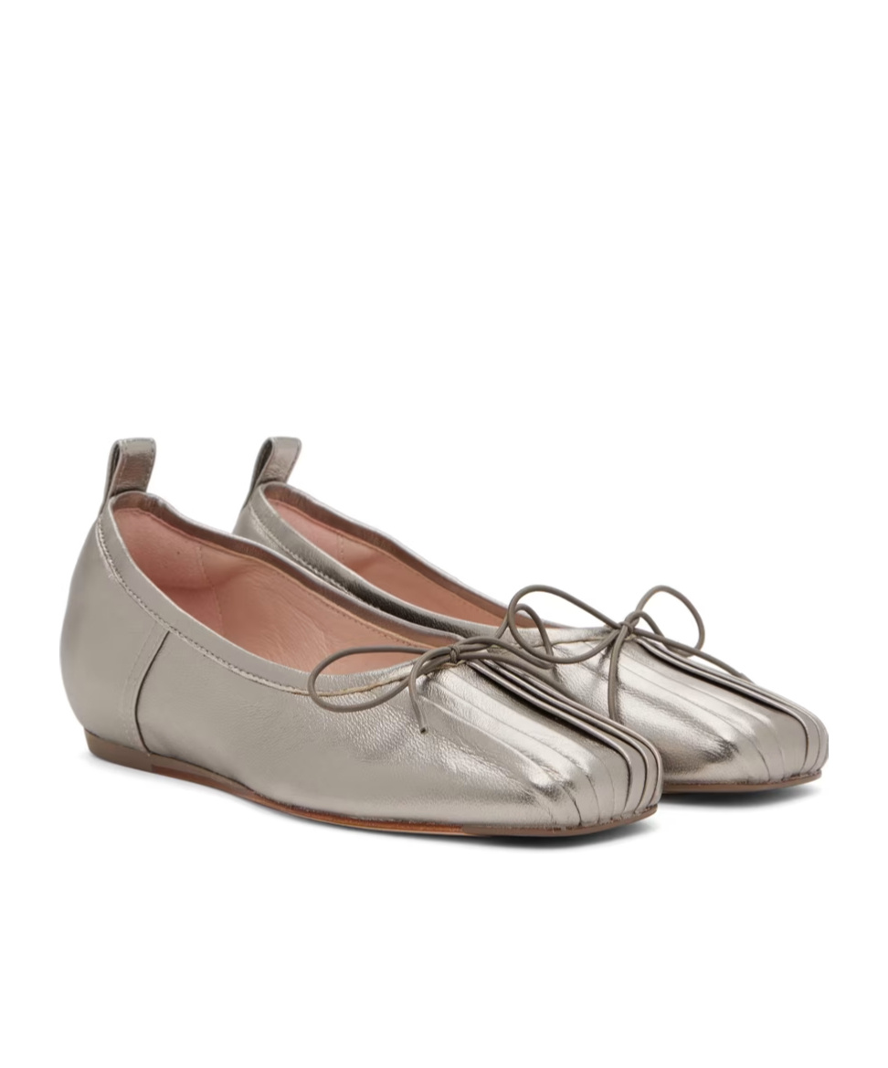 Simone Rocha Classic Pleated Leather Ballet Flats