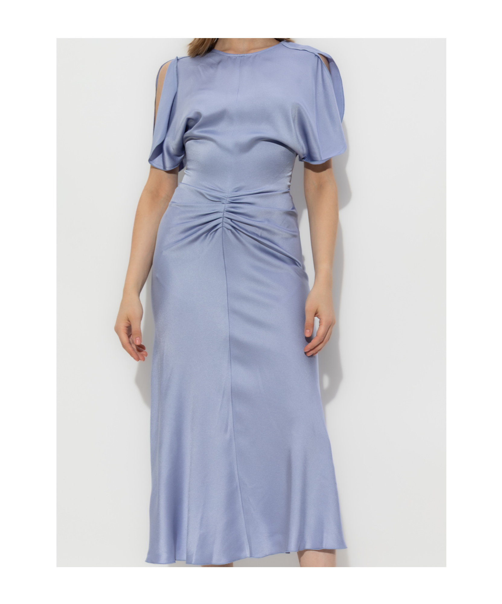 Shop Victoria Beckham Puff-sleeved Ruched Dress