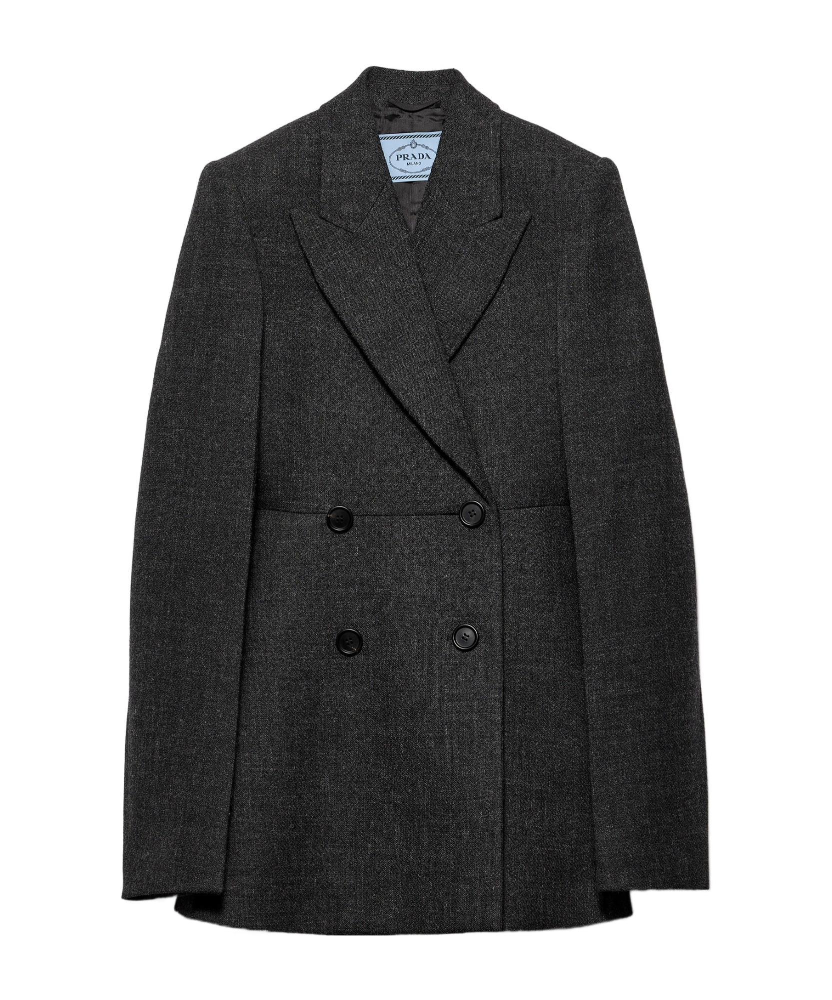 Prada Double-breasted Vintage-look Rush Stitch Jacket In Coal Gray