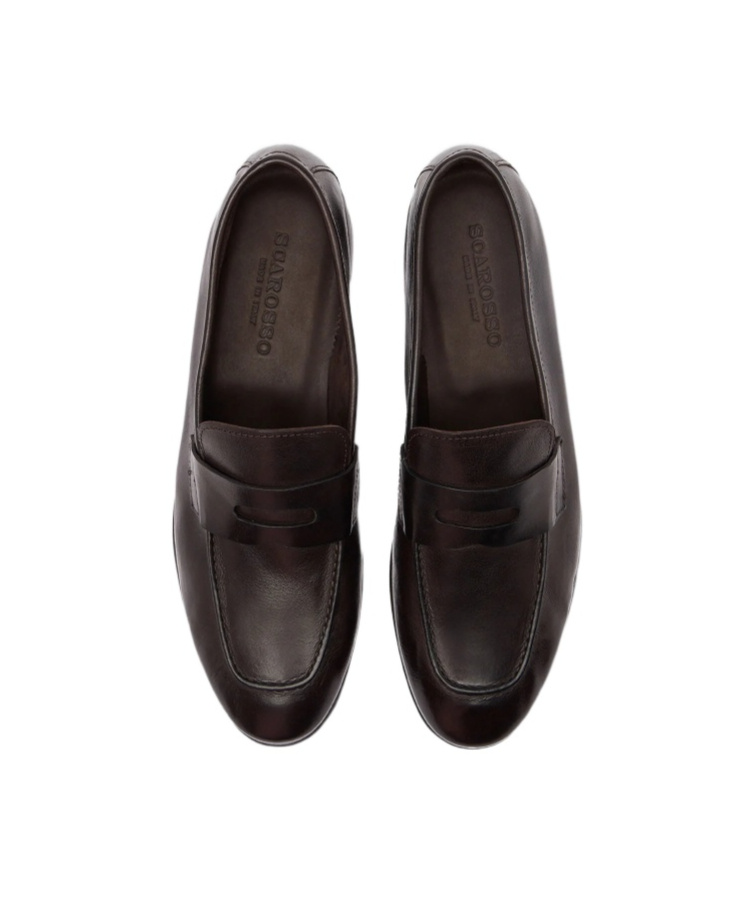 Scarosso Gregory Leather Loafers In Brown Calf Leather
