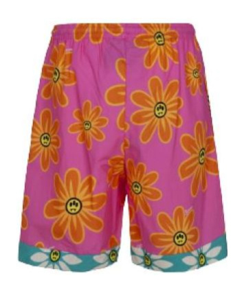 Barrow Sunflower Print Bermuda Shorts Unisex In Pink