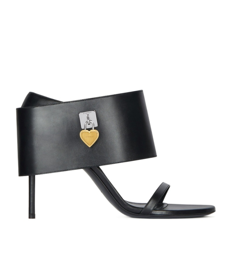 Givenchy Shark Lock Heart Heeled Sandals In Leather