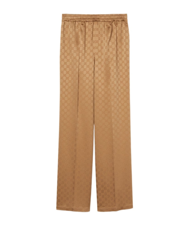 Shop Gucci Gg Jacquard Pant In Brown