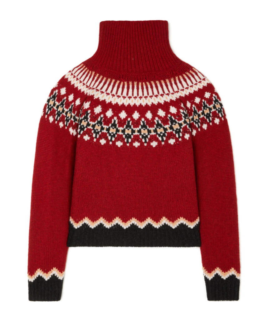 Alanui Intricately Patterned Red Turtleneck Sweater In Red