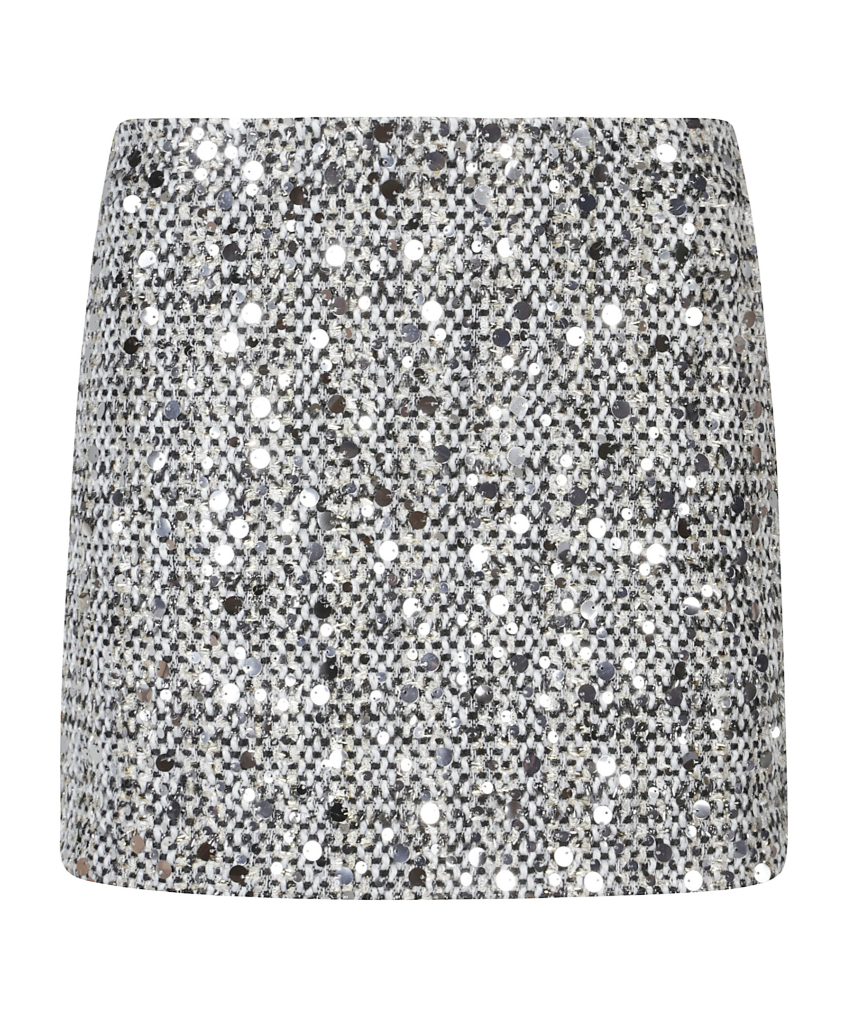 Ermanno Firenze Sequin-embellished Tweed Mini Skirt In Metallic