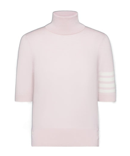 Thom Browne Fine Merino Wool 4-bar Turtleneck In Pink