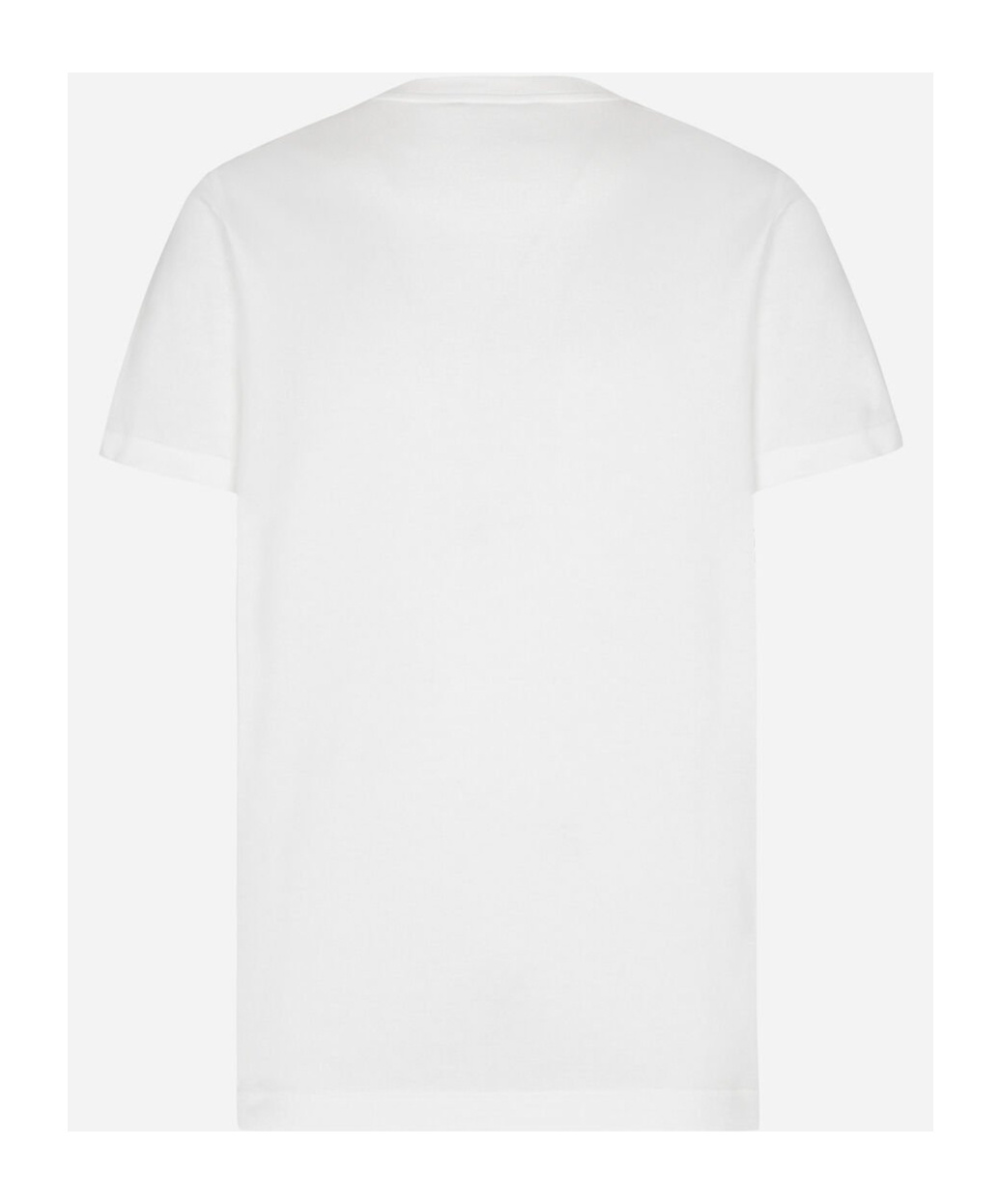 Dolce & Gabbana White Crewneck T-shirt With Signature Logo In Cotton Man In White