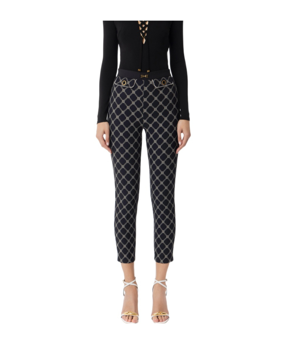 Elisabetta Franchi Diamond Printed Crêpe Trousers