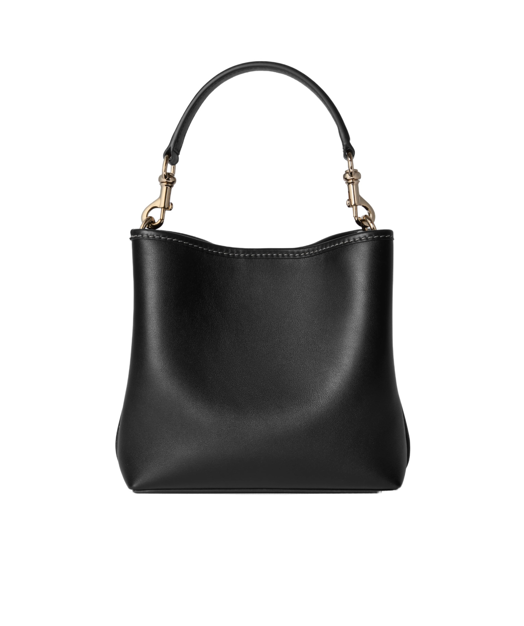 Gucci Gg Emblem Leather Bucket Bag With Frontal Logo In Black