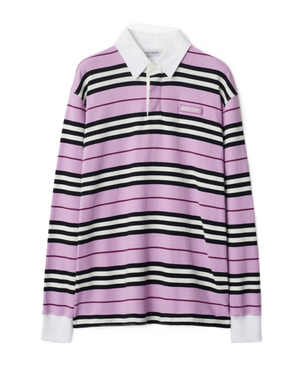Burberry Long-sleeved Striped Cotton Polo Shirt In Multicolor