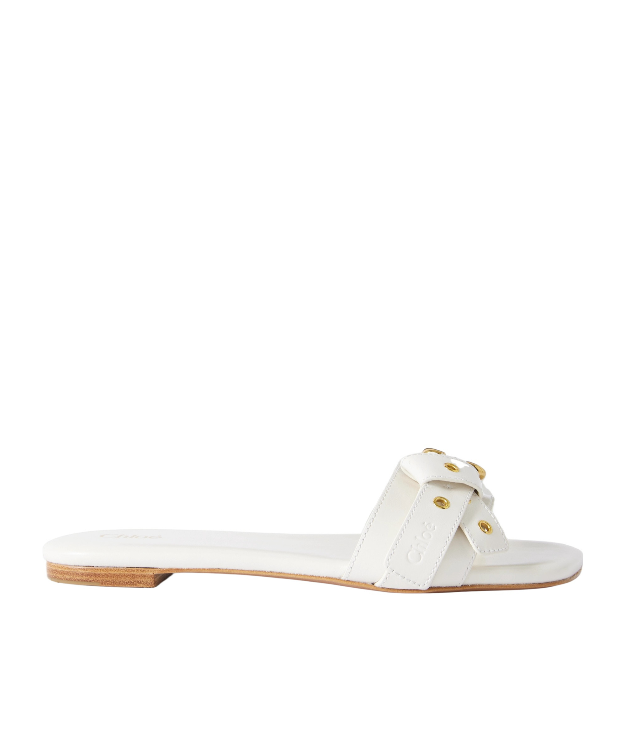 Chloé Square Toed Flat Slippers In White