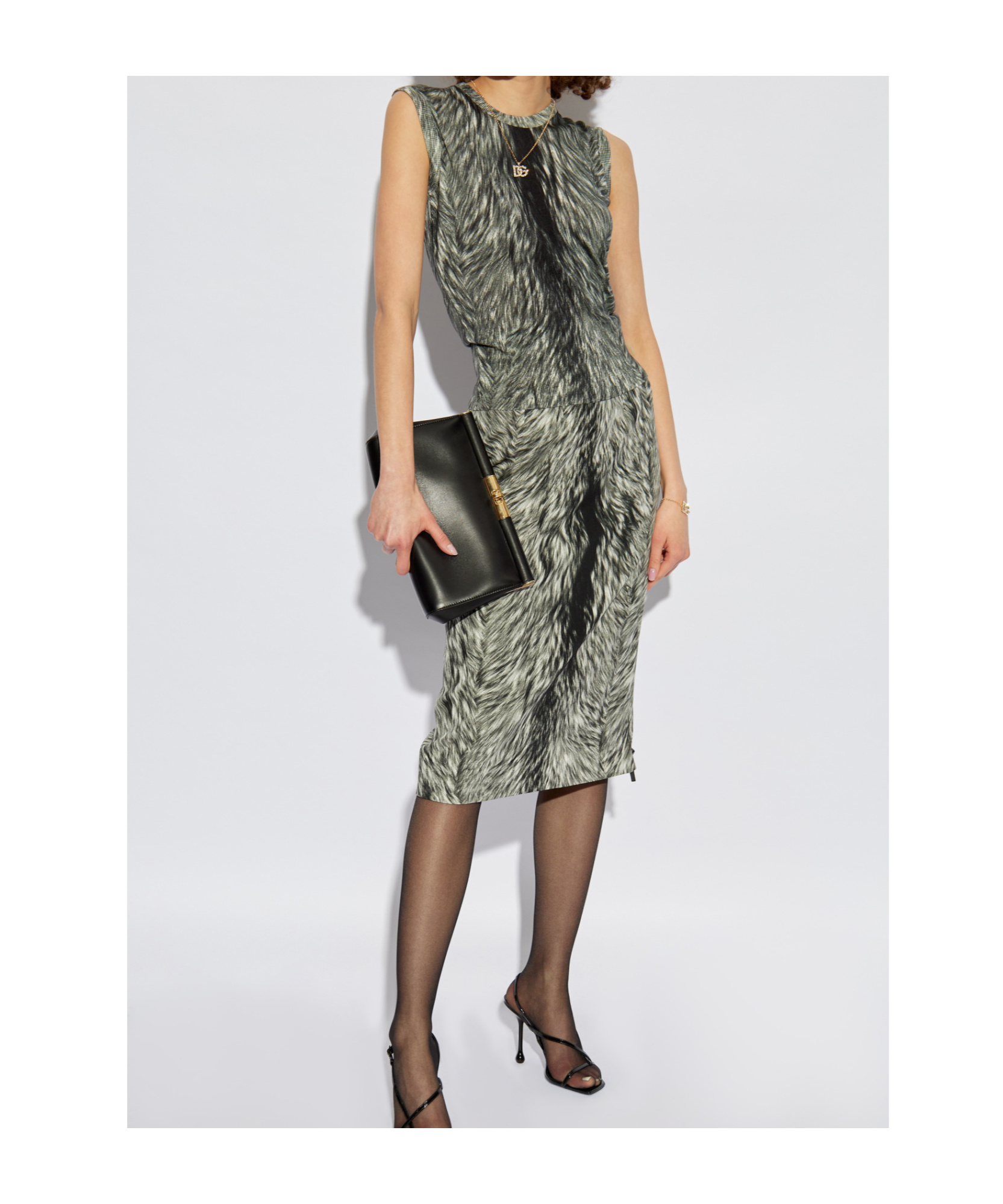 Dolce & Gabbana Fur-print Tank Top In Black