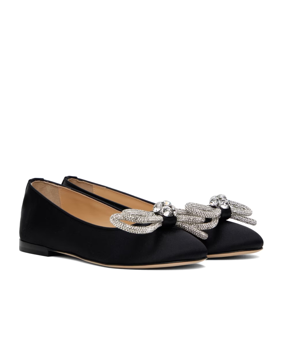 Mach&mach Double Bow 10 Ballet Shoes In Black