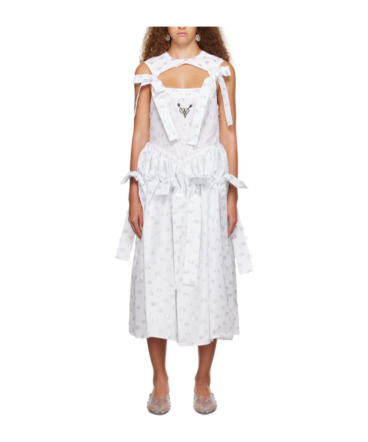 Chopova Lowena Ssense Exclusive White Wedding Carve Bow Midi Dress In White