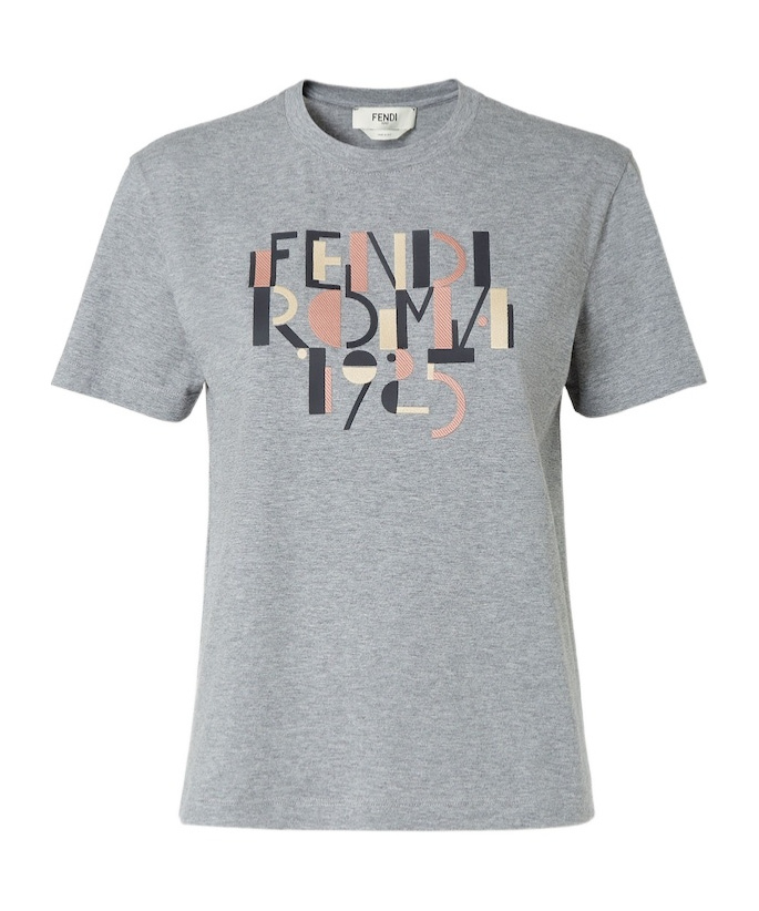 Fendi Crew Neck T-shirt In Gray