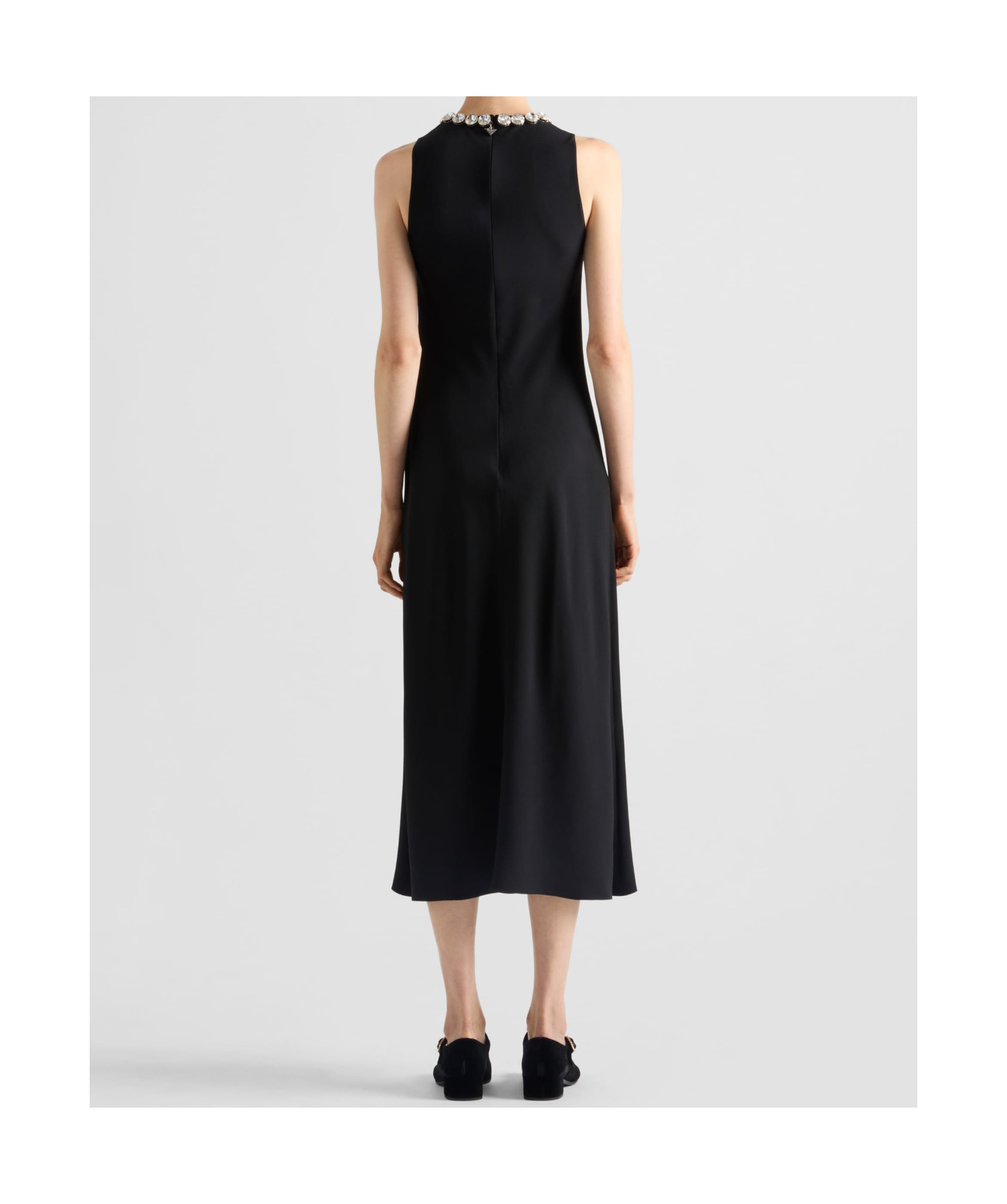 Prada Black Embroidered Sable Dress In Black