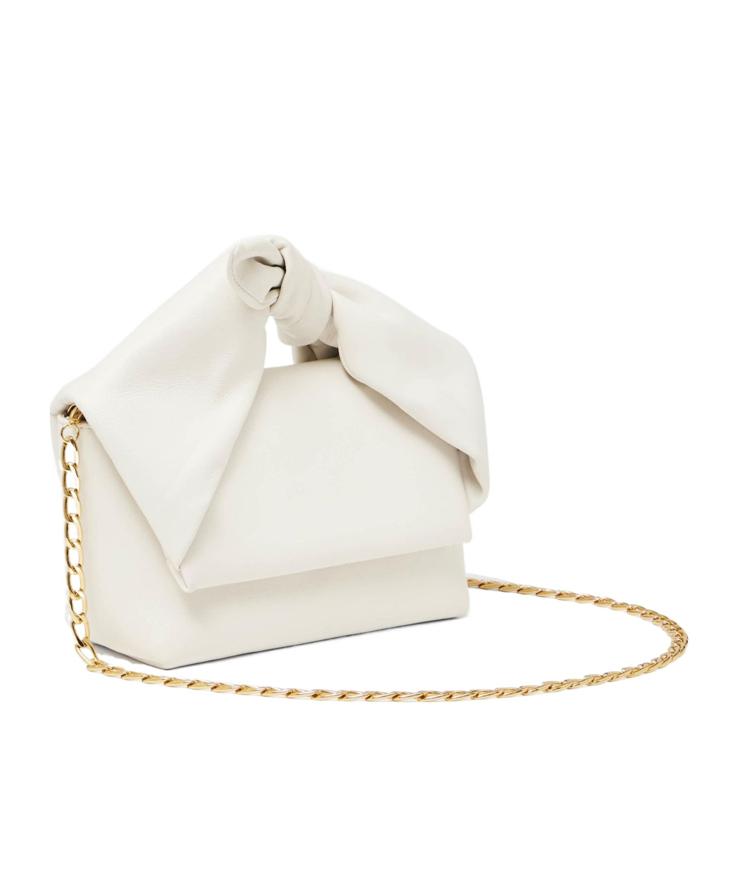 Jw Anderson Twister Midi Bow Leather Top-handle Bag In White