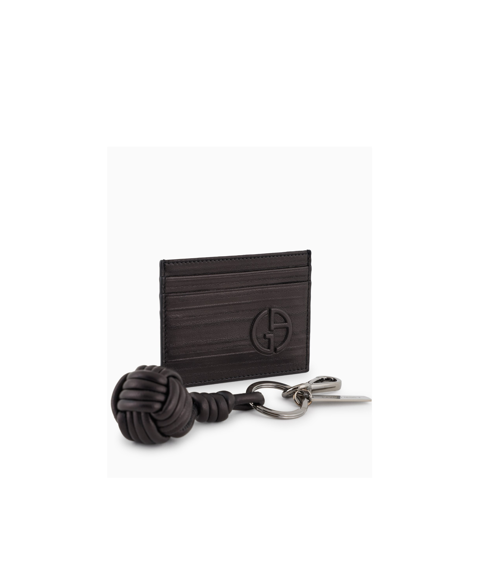 Giorgio Armani Wallet And Keychain Set In Black