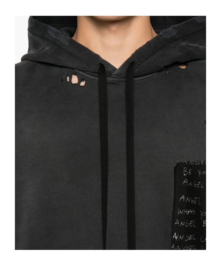 Ann Demeulemeester Drawstring Hoodie In Black