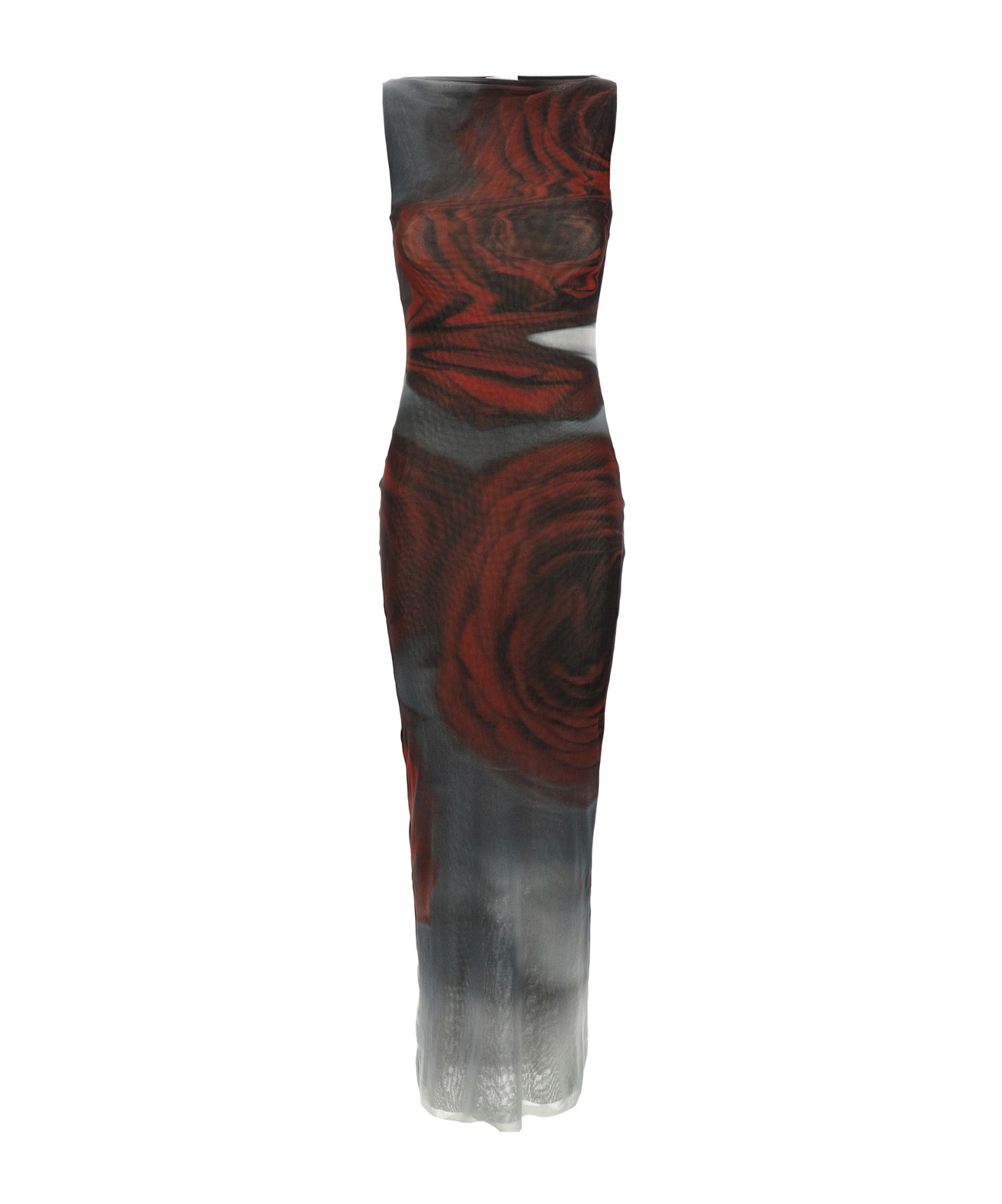 Jean Paul Gaultier The Long Red Blurry Tulle Maxi Dress In Black