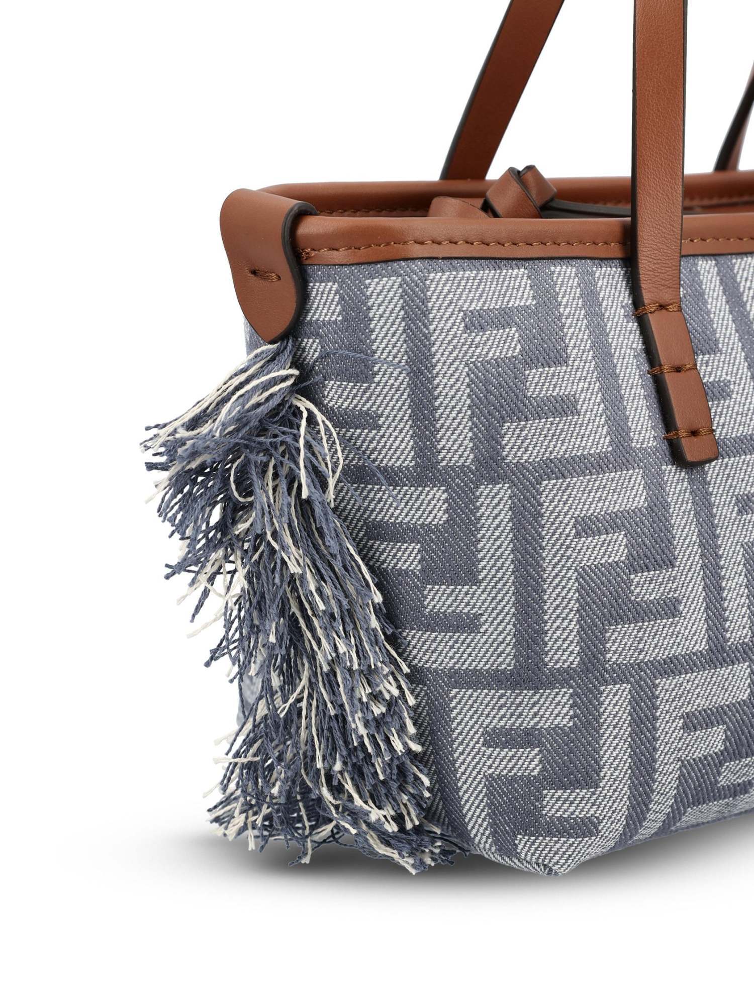 Fendi Chic Shoulder Bag With Fringe And Handles In Gray