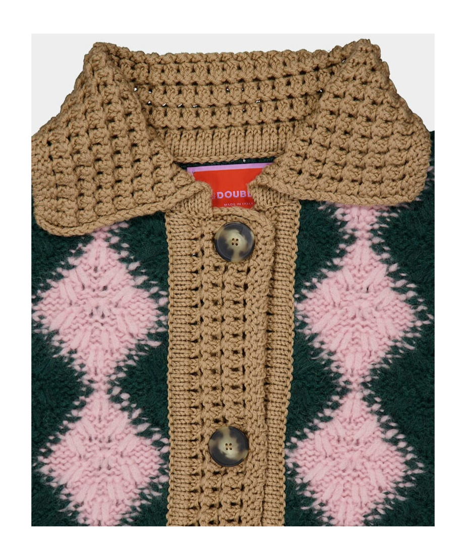 La Doublej Diamond-pattern Cardigan In Multi