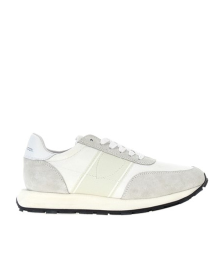 Philippe Model Low-top Rubber Sole Sneakers With Suede Overlays In White