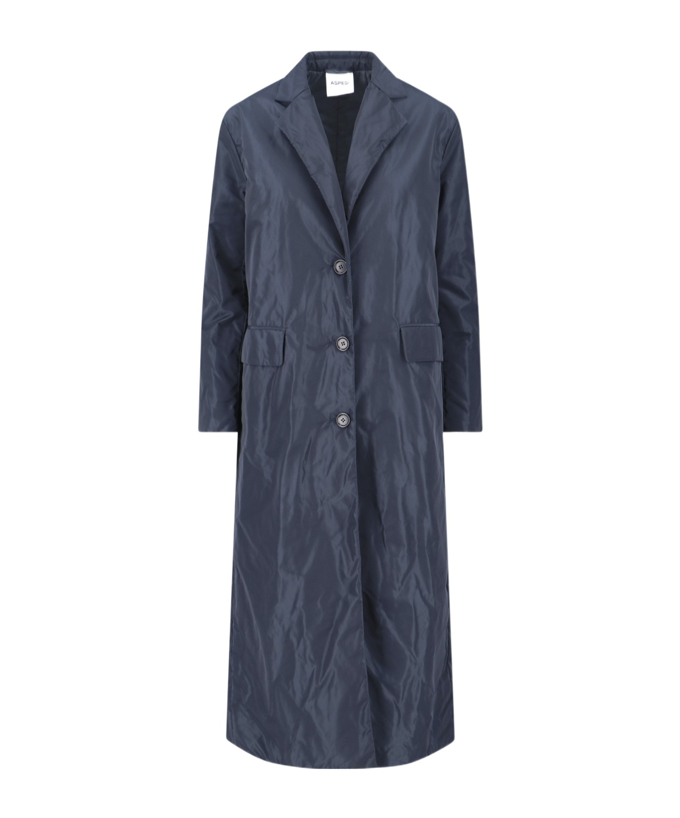 Aspesi Long Length Jacket Notched Lapels In Black