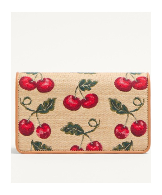 Shop Valentino Cherry-print Shoulder Bag In Natural/multicolor/natural Camel