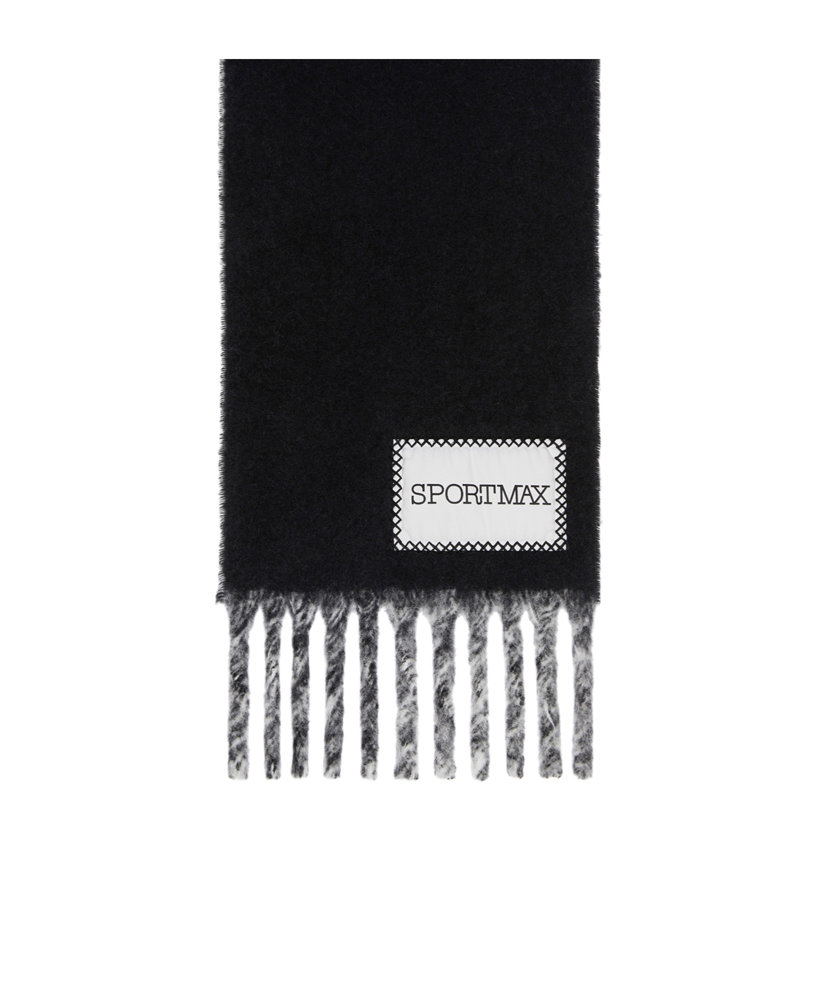 Sportmax Two-tone Scarf With Fringes In Black